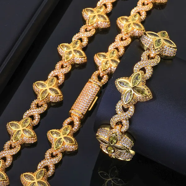 18K Gold Plated, Men's Zircon, Bracelet, Hip Hop Rock, Miami, Cuban Style, Necklace, Fashion Jewelry photo-5