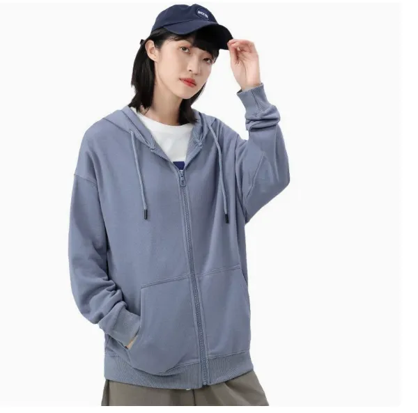Customized Knitted Hooded Zipper Sweatshirt Women's Loose Off-the-shoulder Cardigan From Trendy Brand for Spring Autumn Winter