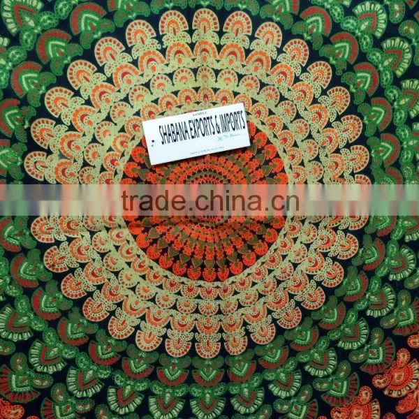 Hand Block Work Tapestry Ethnic Antique Screen Batik Mandala Tapestries Throw Beach Bedspread photo-5