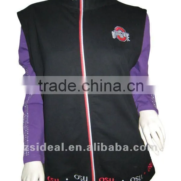 100%cotton French Terry YKK Zipper-up Women Waistcoat&Vest