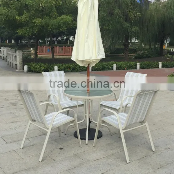 White Outdoor Garden Balcony Aluminum Sling Fabric Patio Furniture Table Chair Set