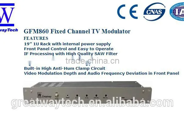 GFM860 19" 1U CATV Rack Mount Fixed Channel TV Modulator/and Video RF TV Modulator