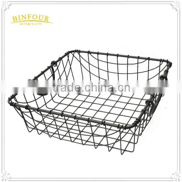 Industrial Style Black Wire Metal Storage Crate Vintage Basket Shop Display photo-2