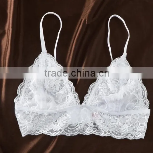 Floral Lace Bra Lacy Bralette Wavy Hem Scalloped Bralette Spaghetti Lined un Padded Sheer Bralette photo-4
