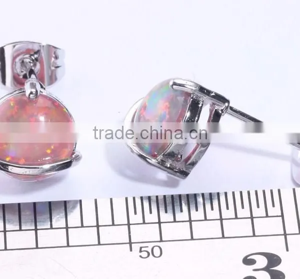 7mm 925 Sterling Silver Single Created Opal Stone Fancy Stud Earring Designs photo-3