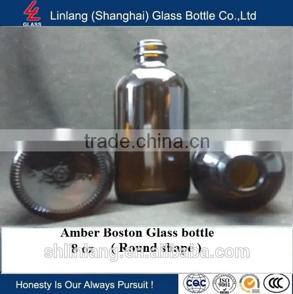 8oz Boston Round Amber Glass Bottle Manufacturer in China photo-2