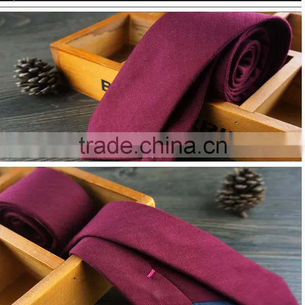 Wool Blend Downtown Solid Burgundy Tie photo-3