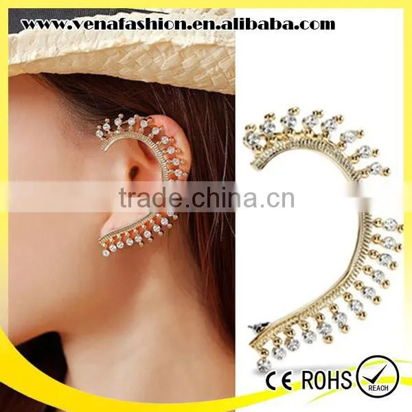 Women Small Moq Cheap no Piercing Rhinestone Ear Cuff photo-2