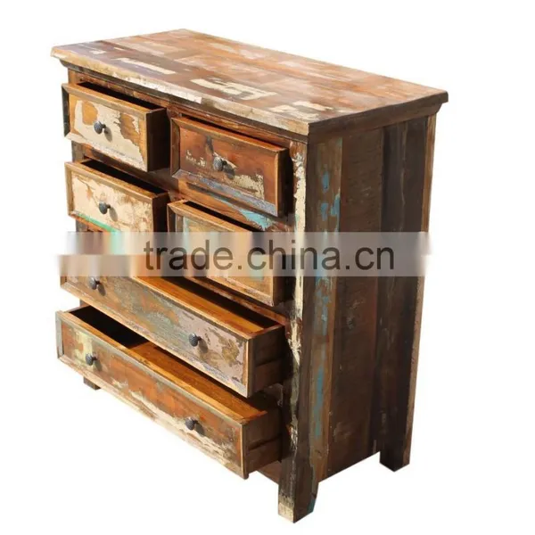 Indian Recycle Wood 6 Drawer Chest, Reclaimed Wood Furniture photo-2