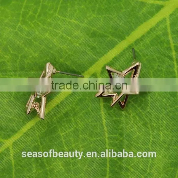 Decorative Earring Metal Silver Star Fashionable Design Ear Studs photo-4