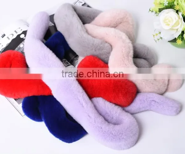 High Quality Ladies Rex Rabbit Fur Scarf Real Fur Scarf For Women KZ160055 photo-6
