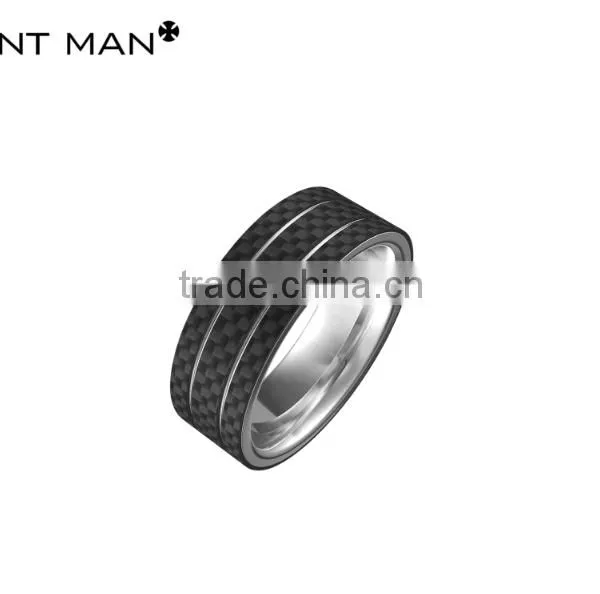 New Design American Style Custom Carbon Fiber Ring for Men Titanium Ring Band photo-5