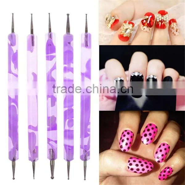 PRO SEA Waves Pattern Purple Handle Nail Dotting Pens Nail ART Tools
