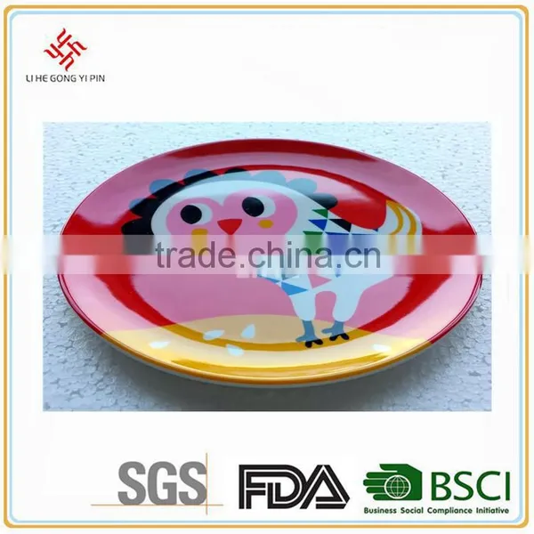 Plastic Melamine Round Plate Dinner/Fruit Plate Owl Printing photo-2