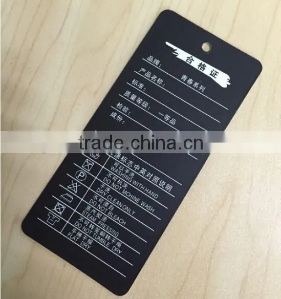 Top Quality Black Cardboard Custom Clothes Label Print
