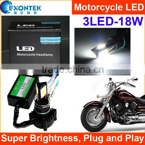 2016 Top Seller 3pcs*6W High Power LED Light for Motorcycle Motorcycle COB LED Headlamp With 1 Year Warranty