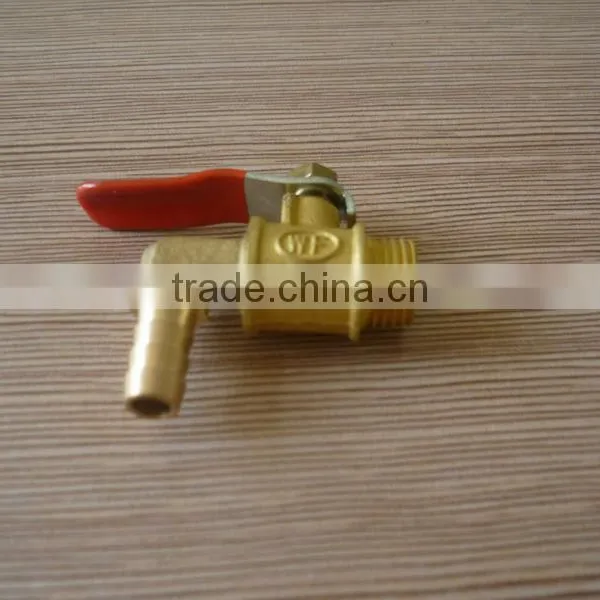 Red Lever Handle L Type Brass Ball Valve With Hose Barb photo-4