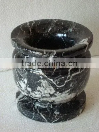 NATURAL BLACK ZEBRA MARBLE FLOWER VASES photo-2
