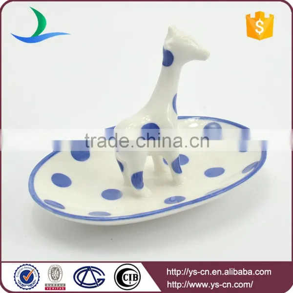 Handmade Custom Sika Deer Embossed Wedding Ceramic Ring Dish photo-3