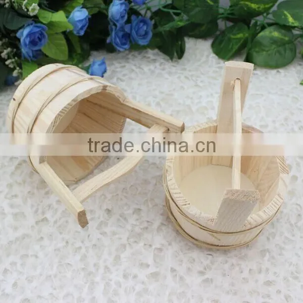 Natural Round Wooden Barrel, Wooden Cask, Wooden Bucket photo-5