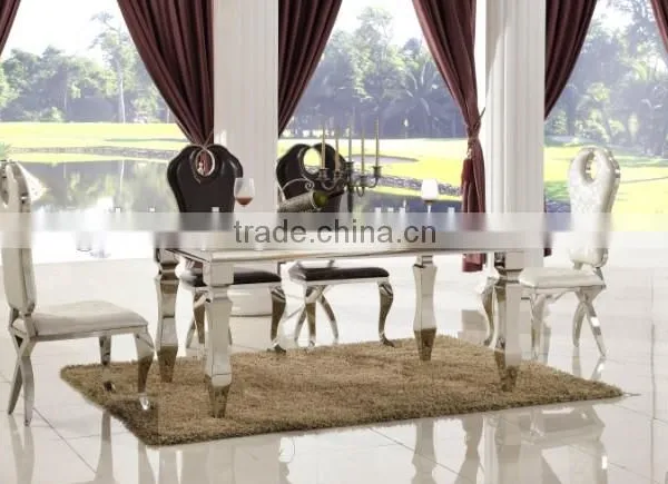 TH376 Modern Steel Frame Marble Dining Table photo-4