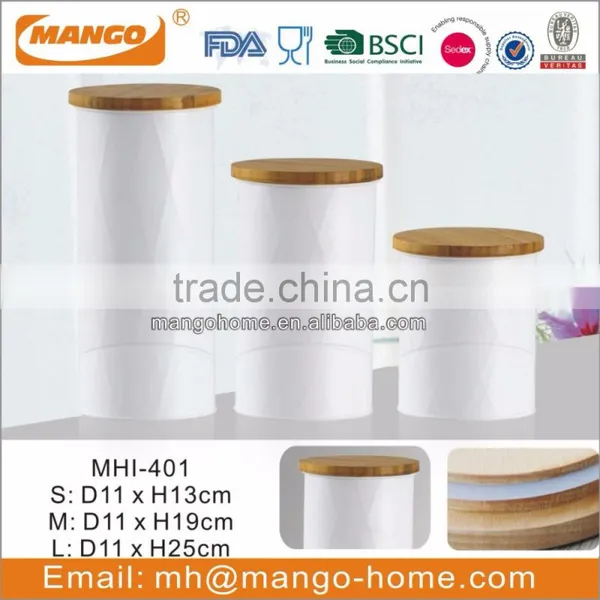 Wooden Lid Colorful Coating Metal Ripples Canister Sets photo-5