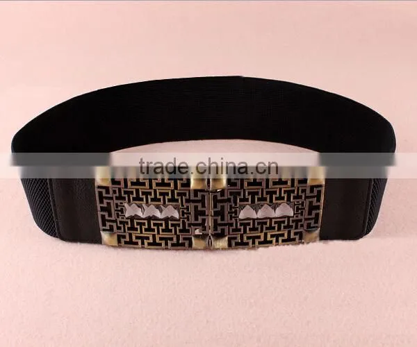 Wholesale Hollowed Pattern Alloy Buckle Elastic Women Lady Waist Belt photo-3