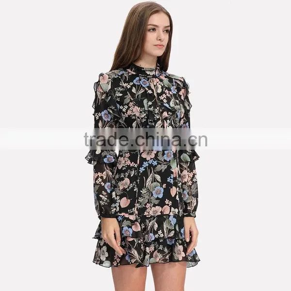 Guangzhou Designer One Piece Floral Midi Dresses for Women photo-4