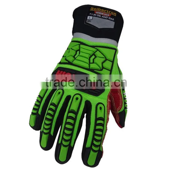 CE 4543 Cut Proof High Visibility Oil and Gas Safety Gloves TPR Cut Resistant Impact Protection Gloves photo-2