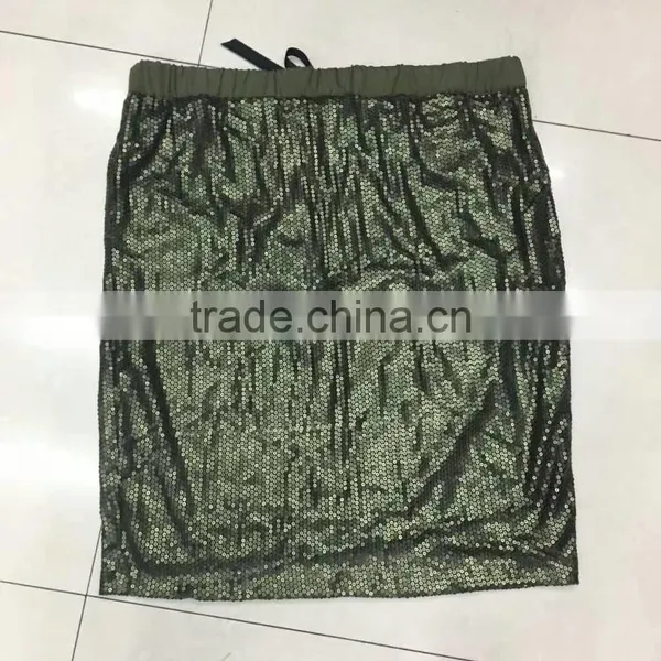 Ladies Yiwu Stock Garment Beaded Shining A-line Sexy Skirt photo-5