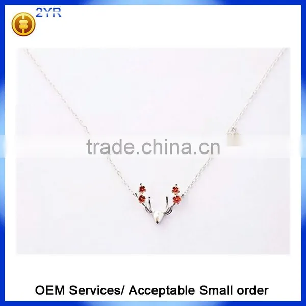2016 Cute Elk Milu Deer Shape Jewelry New Xmas 925 Sterling Silver Necklaces photo-2