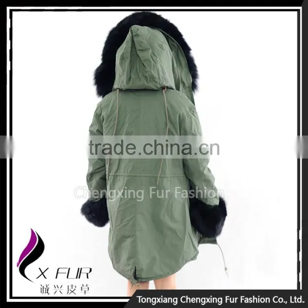 CX-G-P-02 Hot Sale Fox Fur Real Fur Parka Warm Winter Wear for Ladies Parka photo-3