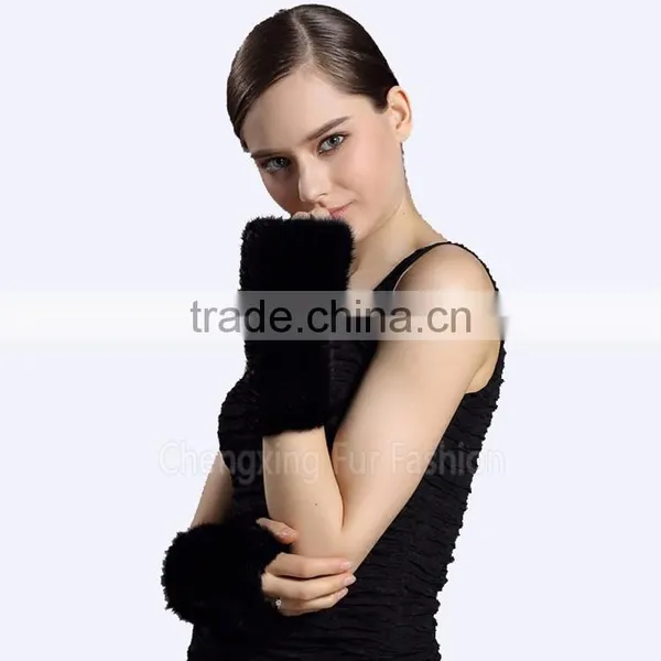 CX-A-08H Wholesale Women Wearing Mink Fur Leather Gloves photo-3