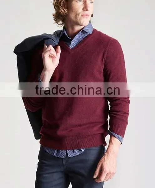 High Quality Men's V-neck Cashmere Sweater (BKNM13) photo-3