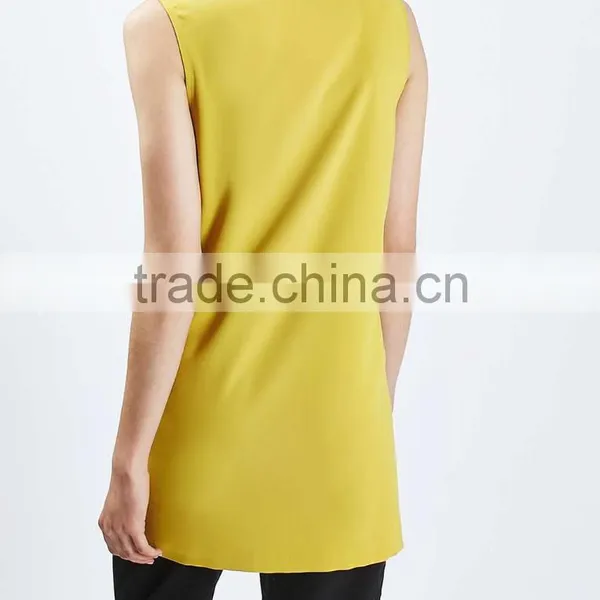 Double Breast Women Fall Formal Sleeveless Jacket for Ladies photo-3