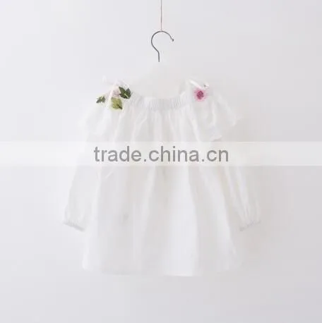 New 2017 Wholesale Summer Fashion Girls Cotton Strapless Lace Flowers Embroidered Blouses 2-8 Years photo-2