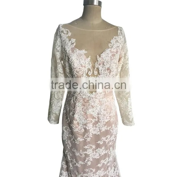 China OEM Long Sleeve Lace Wedding Dress For Sale photo-5