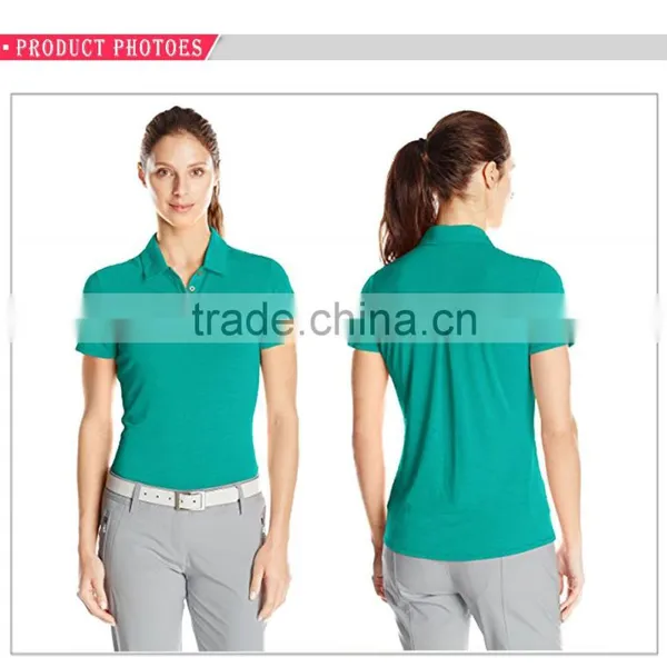 Custom Cotton Button Up Womens Blank Polo T-shirt Banded Collar photo-4