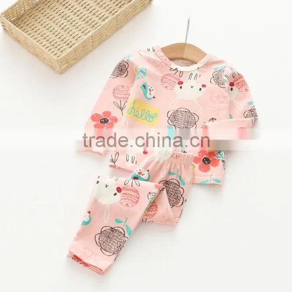 Autumn New Style Animal and Flower Printing Cotton Soft Girl Pajamas photo-4