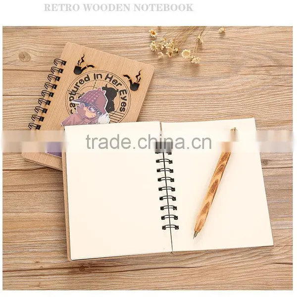 High Quality Japan Detective Conan Anime Wood Cover Cute Notebook photo-2