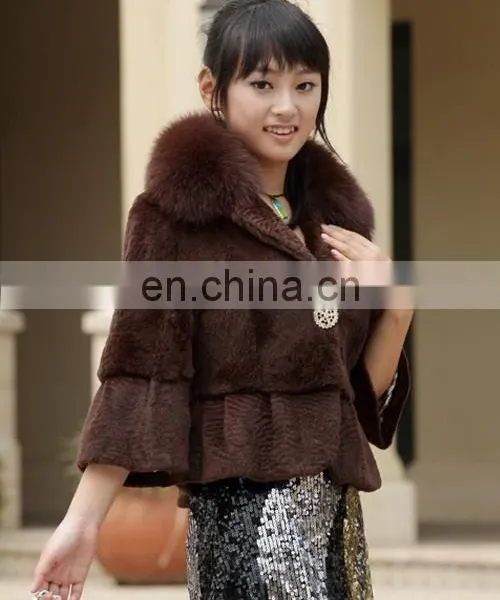Korean Version Rabbit Fur Coat With Fox Fur Collar