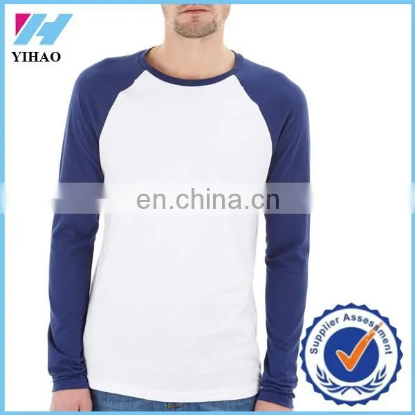 Mens Custom Made Plain Blank Navy/white Raglan Sleeve 100% Cotton T Shirt ,longsleeve t Shirts Wholesale at Cheaper Price