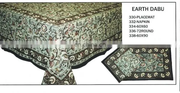 HAND BLOCK PRINTED TABLE CLOTH MAT & NAPKIN