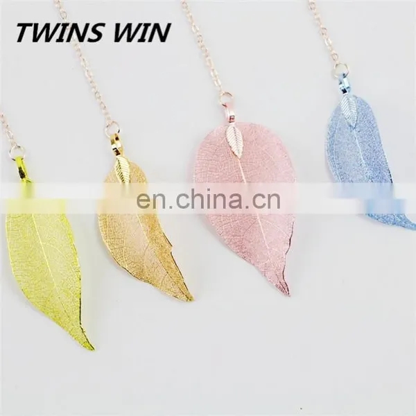 Korean New Fashion School Stationery .custom Logo Design Free Printable Cute Kawaii Brass Leaf Shaped Bookmarks With Tassels photo-3