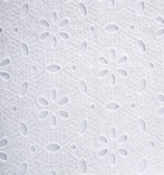 100% Guipure Cotton Fabric Swiss Voile Lace Embroidered photo-3