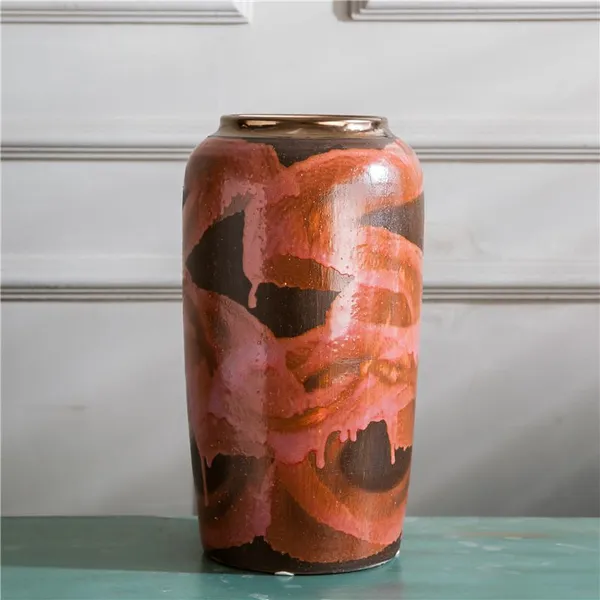Abstrat Creative Red Wholesale Jingdezhen Metal Glaze Combination Ceramic Vase For Hotel Home photo-2