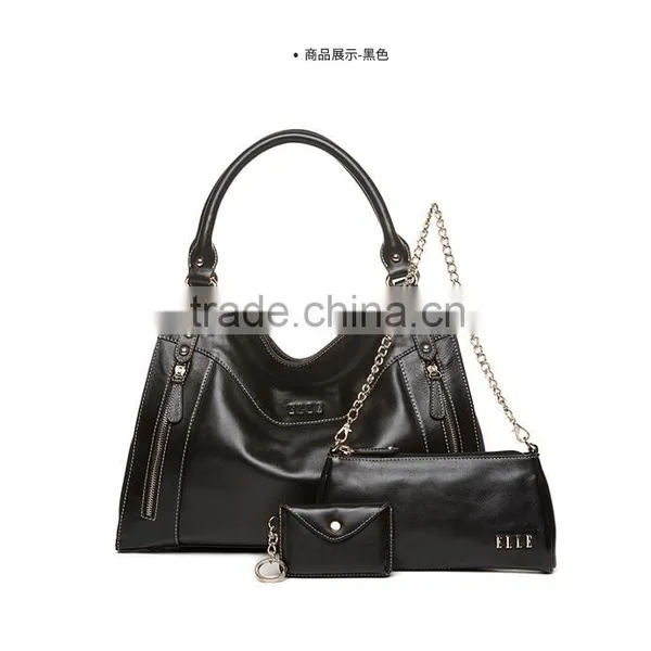 New Genuine Leather Women Bags 3 Set Leather Bag Chain Shoulder Bag Clutch Bag photo-3