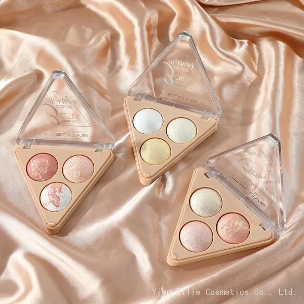 Factory OEM 3 Color Cute Make up Bronze Highlight Makeup Palette Cosmetic Palette Pressed Glitter Eyeshadow La Sombra De Ojos photo-4
