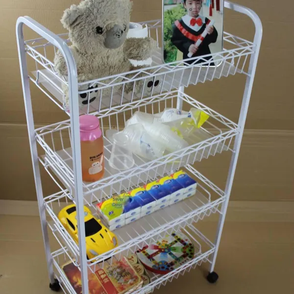 Simple Furniture Multifunctional Multi - Layer Storage Rack Trolley With Wave Decoration photo-3