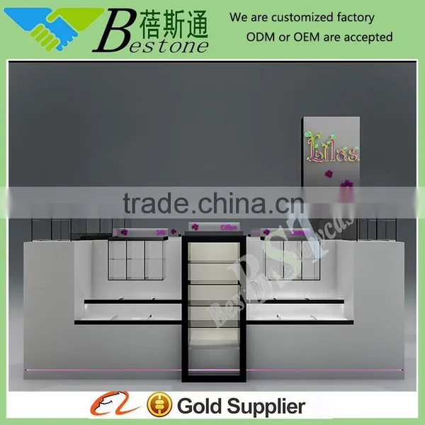 Fashion Design Wood Glass Perfume Stands Showcase Kiosk for Cosmetics photo-4